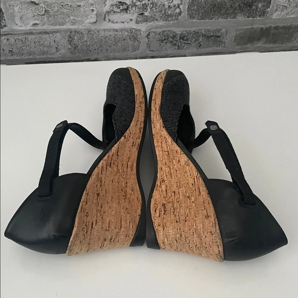 Teva Black Cork Wedge Pumps